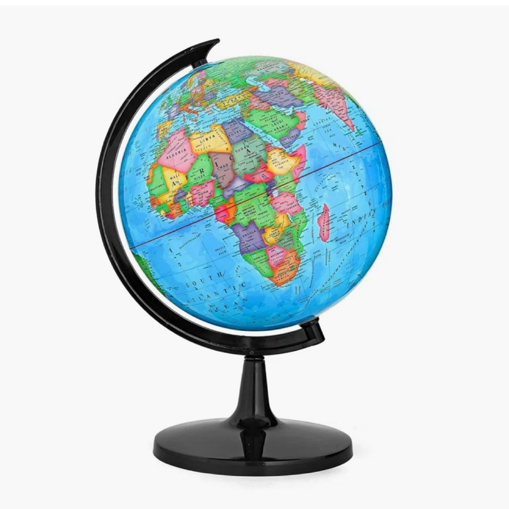 Colorful World Globe with Black Stand